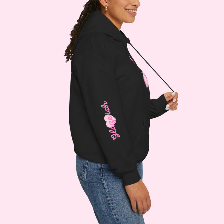 Heart Cake Hoodie — Cute Pink Pastry Graphic Hooded Sweatshirt
